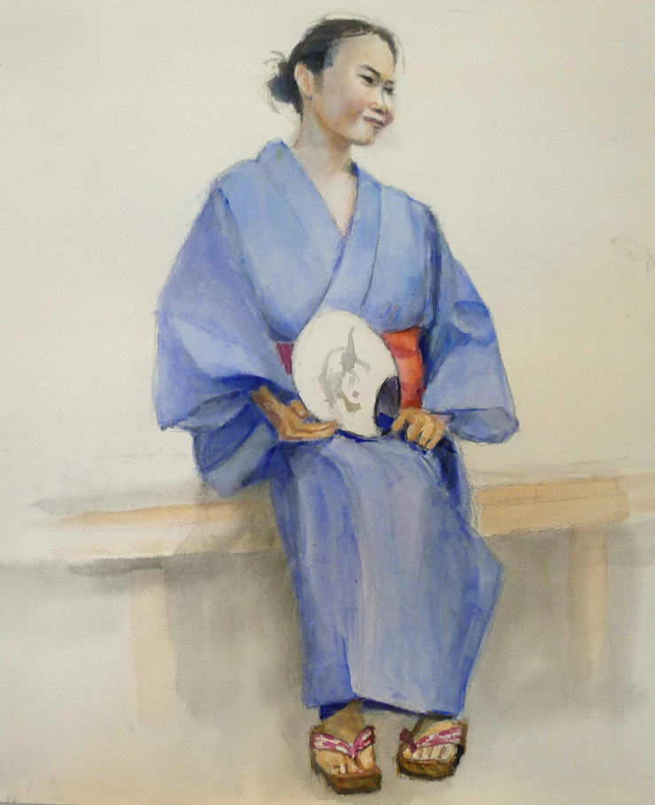 浴衣着の女性