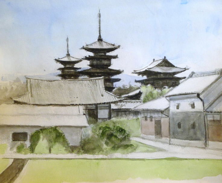 逆光の二塔ー薬師寺ー